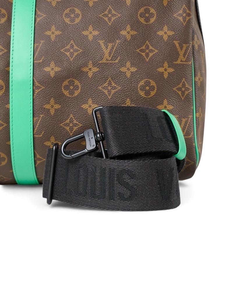 Louis Vuitton Keepall 50 Bandoulière Tela Monogram Macassar Green in vendita 12