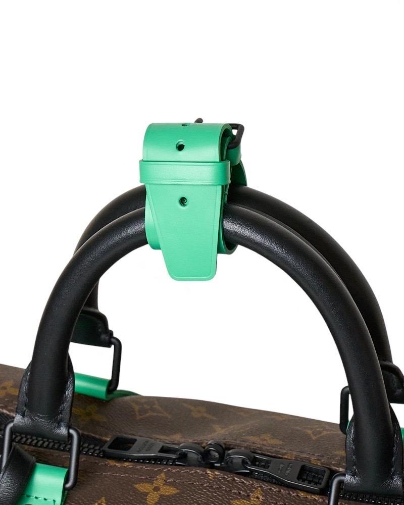 Louis Vuitton Keepall 50 Bandoulière Tela Monogram Macassar Green in vendita 13