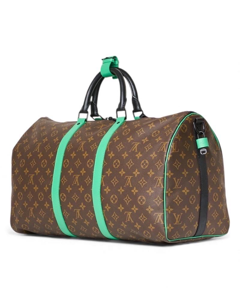 Louis Vuitton Keepall 50 Bandoulière Tela Monogram Macassar Green In condizioni ottime in vendita a Torre Del Greco, IT