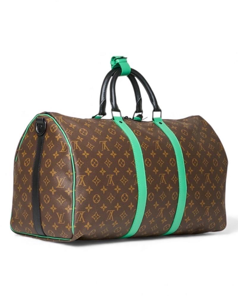 Louis Vuitton Keepall 50 Bandoulière Tela Monogram Macassar Green in vendita 1