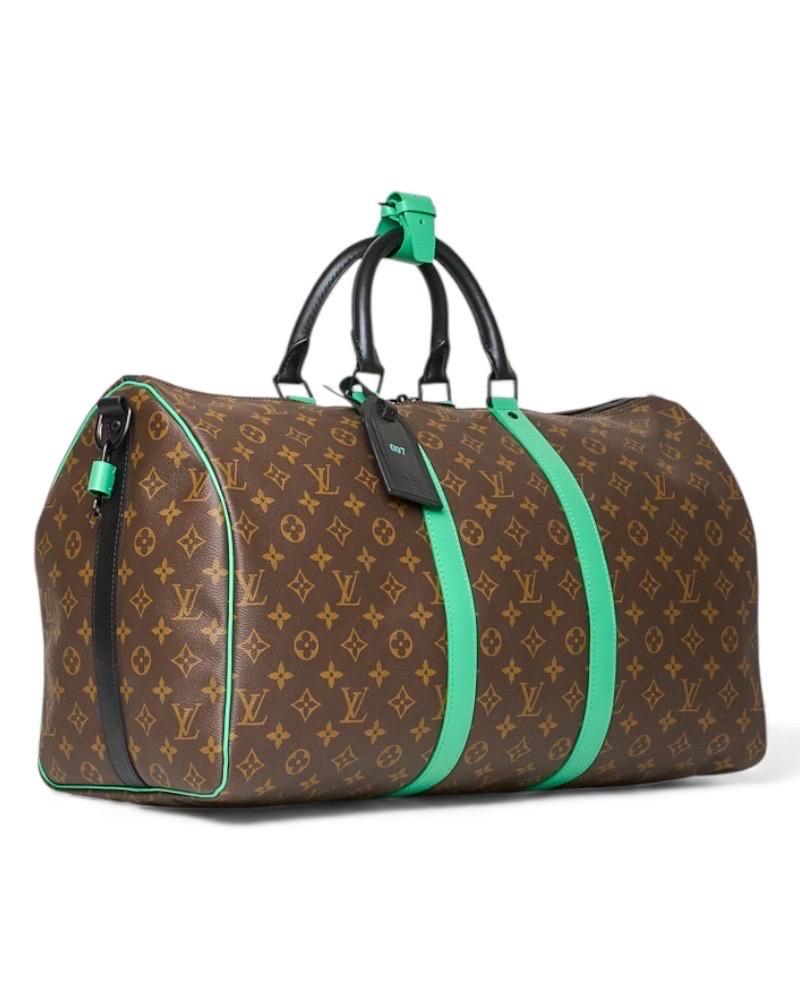 Louis Vuitton Keepall 50 Bandoulière Tela Monogram Macassar Green in vendita 2