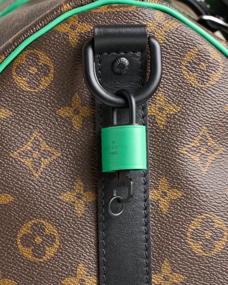 Louis Vuitton Keepall 50 Bandoulière Tela Monogram Macassar Green in vendita 4