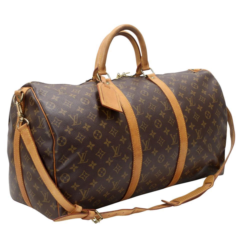 Louis Vuitton Keepall 50 Monogram Canvas Bandouliere Travel Bag LV ...