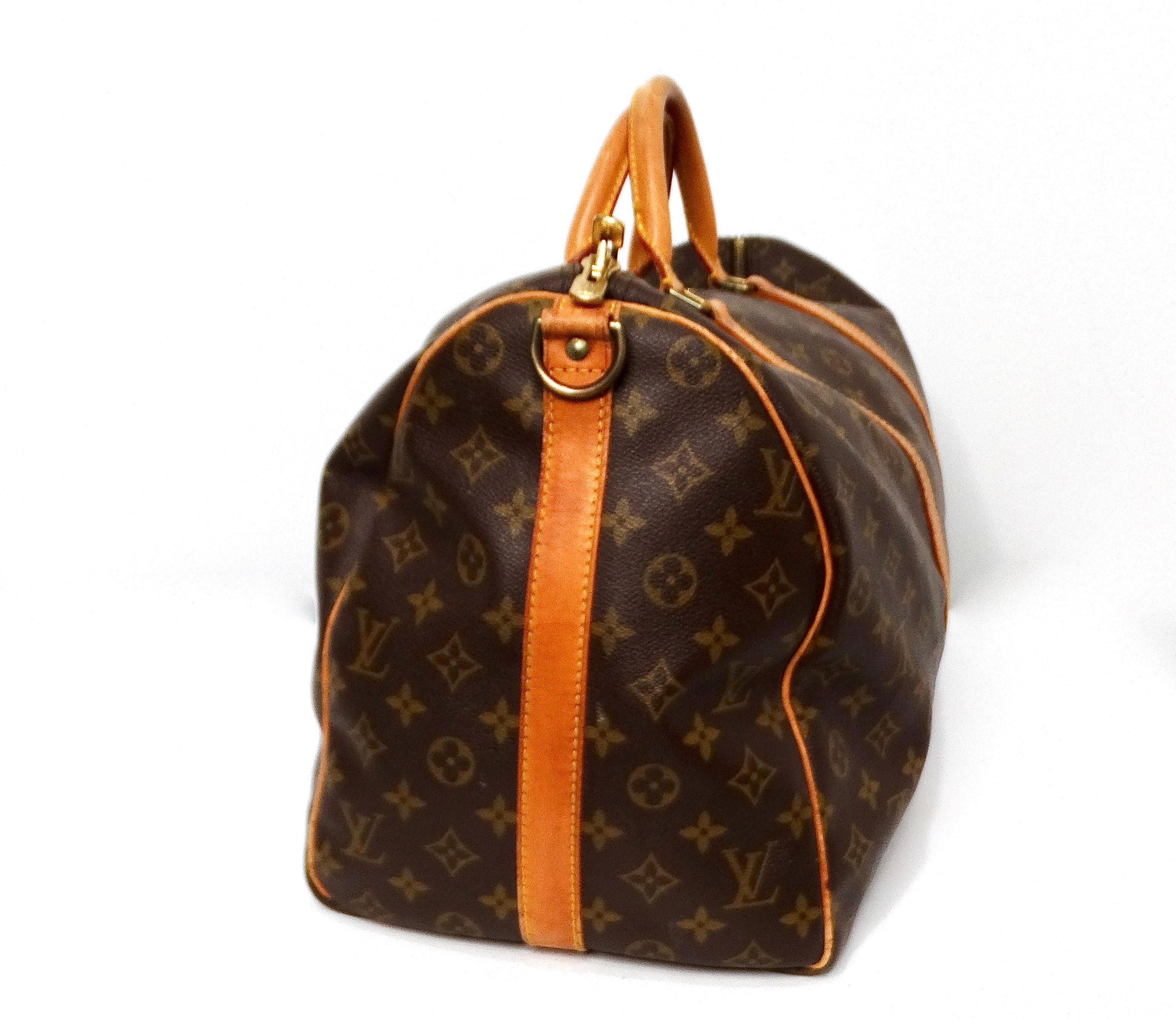 De las mujeres Louis Vuitton Keepall 50 Monogram Coated Canvas Duffel Bag en venta