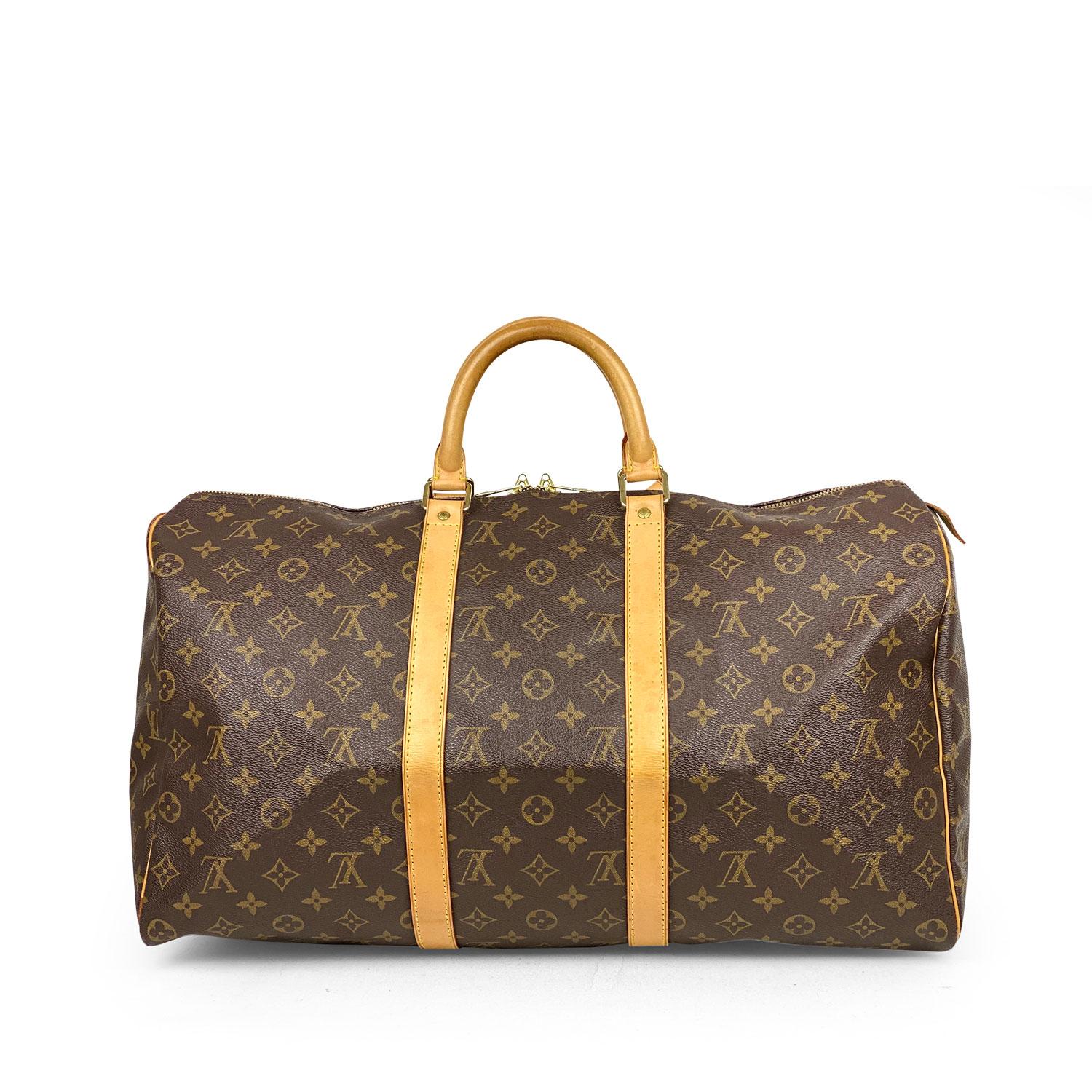 Brown Louis Vuitton Keepall 50 Monogram Weekend Bag For Sale