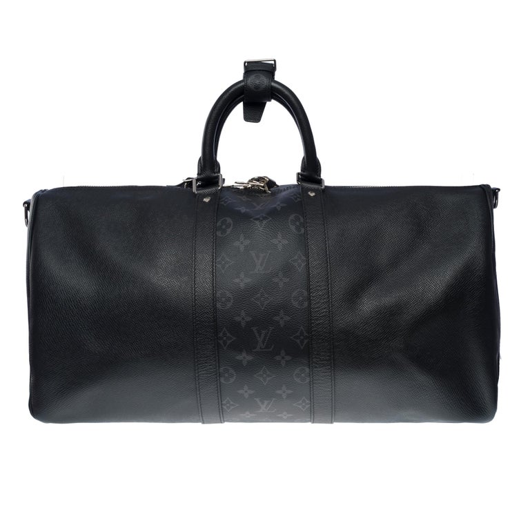 Louis Vuitton Keepall Bandouliere Bag Limited Edition Patchwork Monogram Eclipse 50 Black