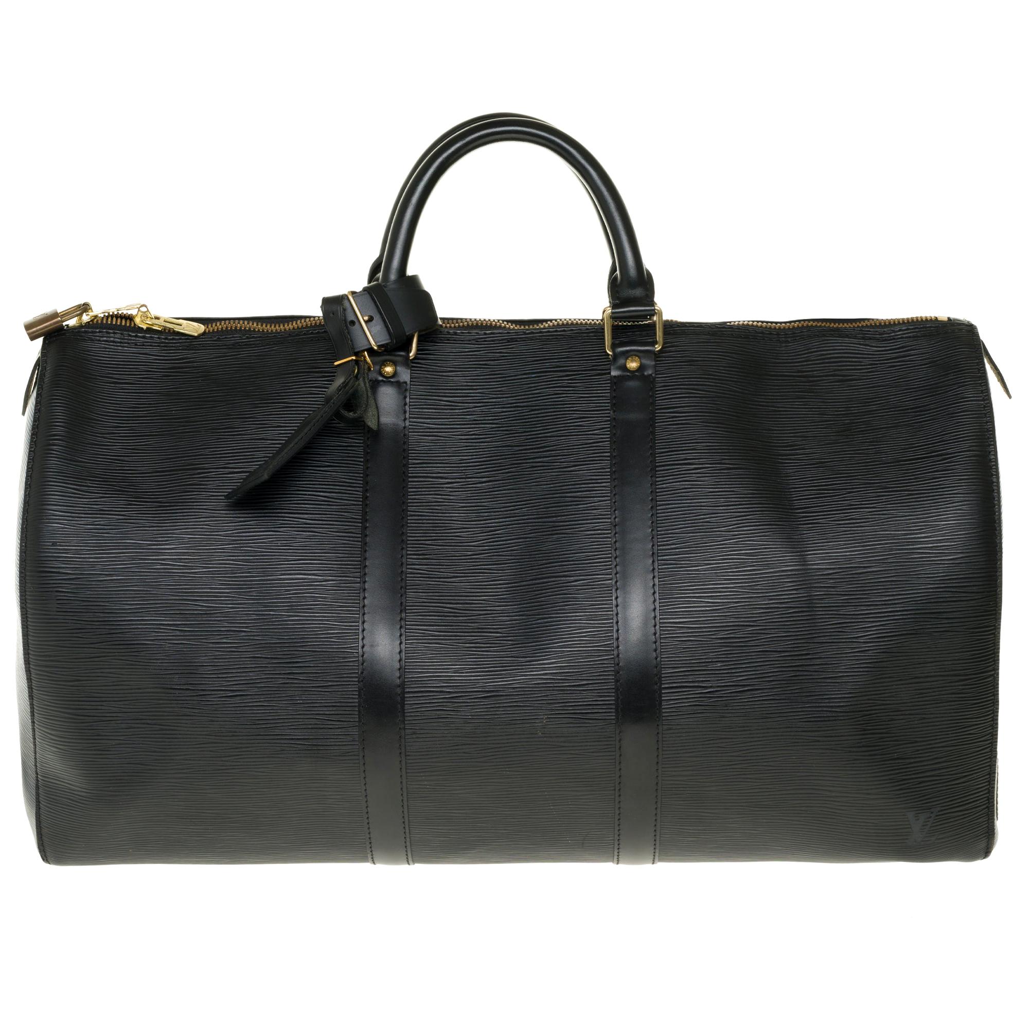 Louis Vuitton Keepall 50 Travel bag in black épi leather