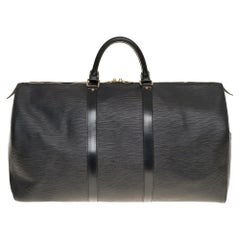 Used Louis Vuitton Keepall 50 Travel bag in black épi leather