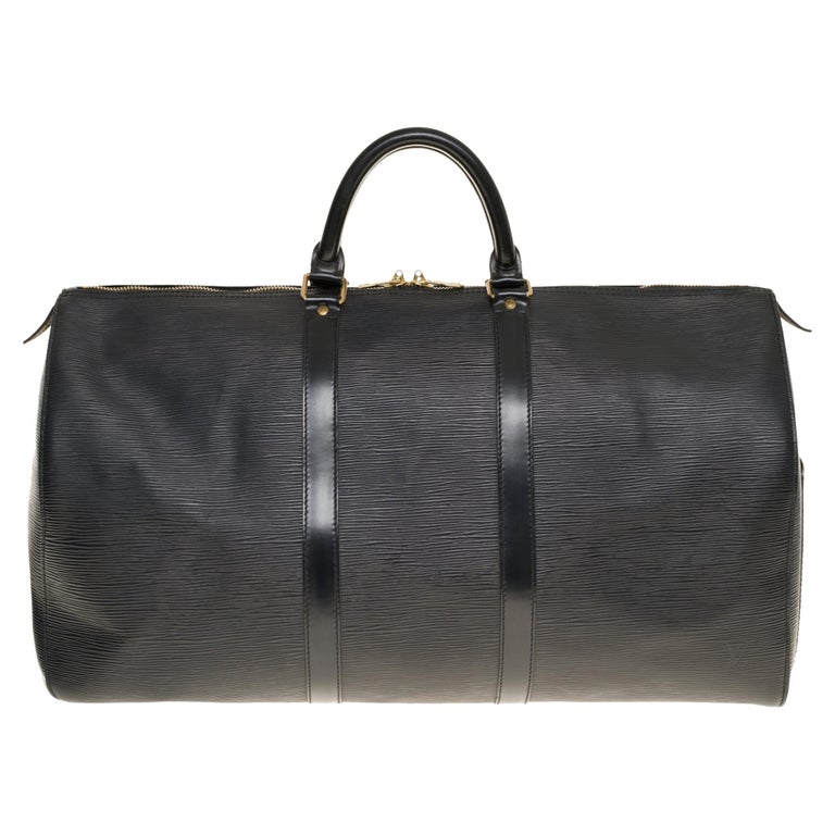 Louis Vuitton Keepall 50 Travel bag in black épi leather For Sale