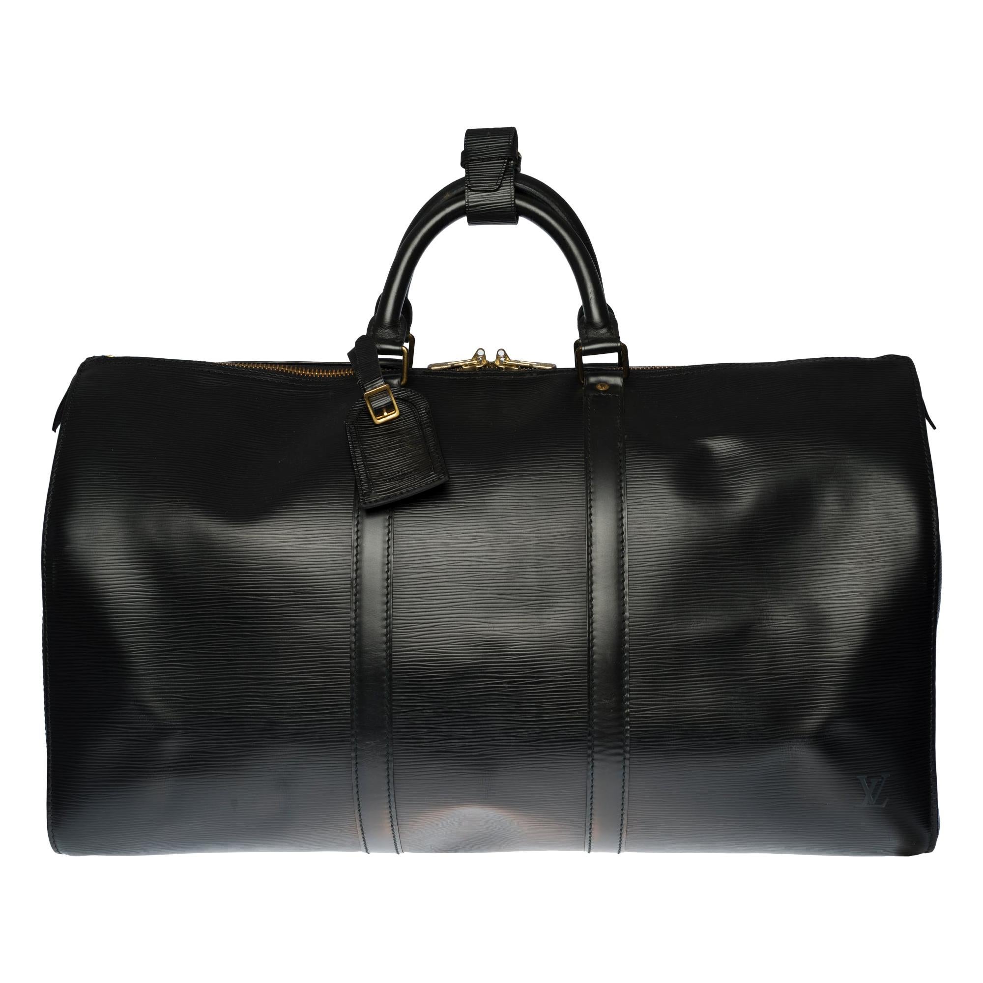 Louis Vuitton Keepall 50 Travel bag in black épi leather