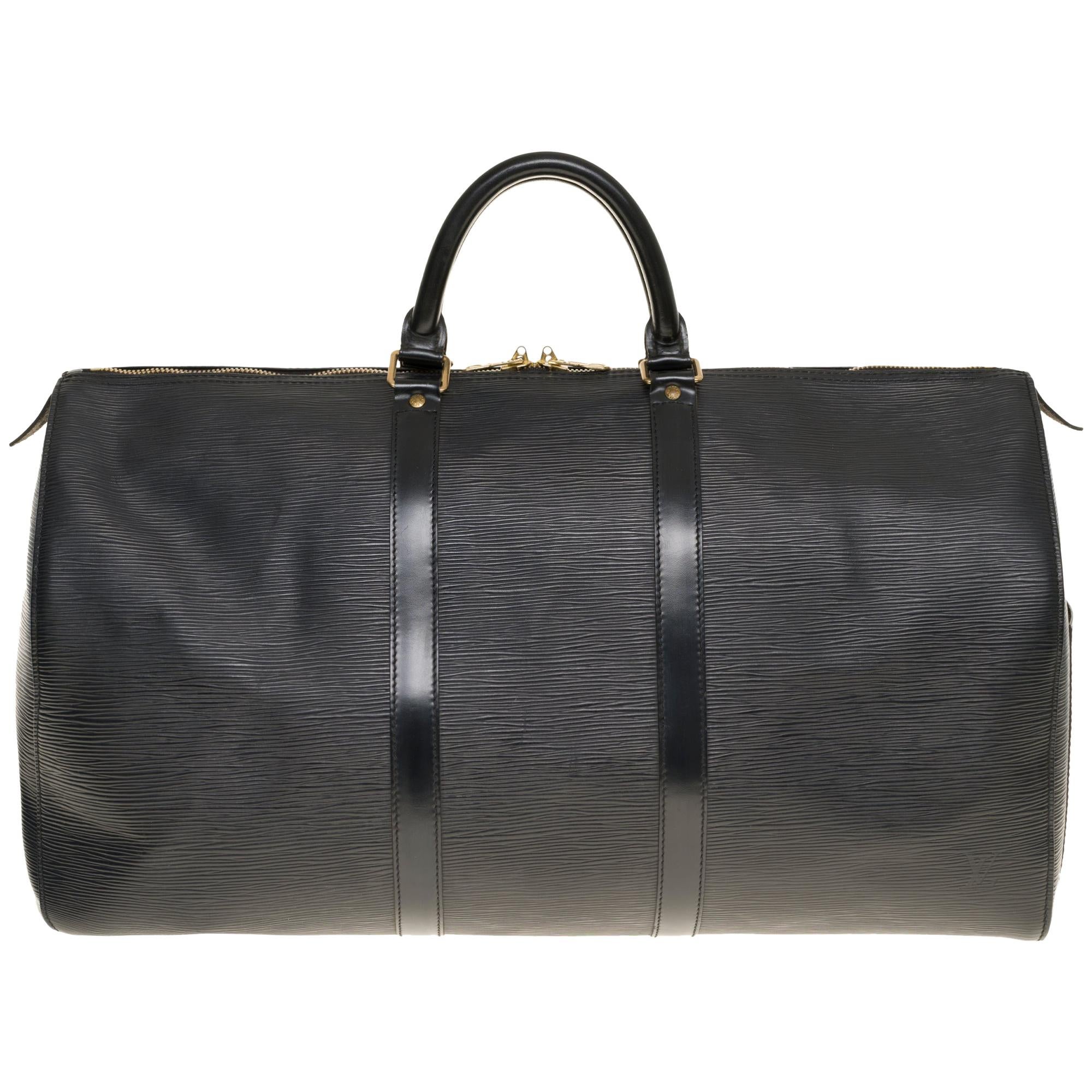 Louis Vuitton Keepall 50 Travel bag in black épi leather