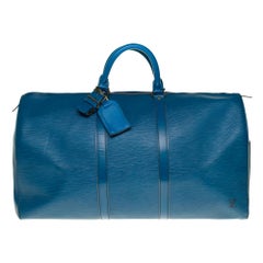 Louis Vuitton Keepall 50 Travel bag in Blue épi leather, GHW
