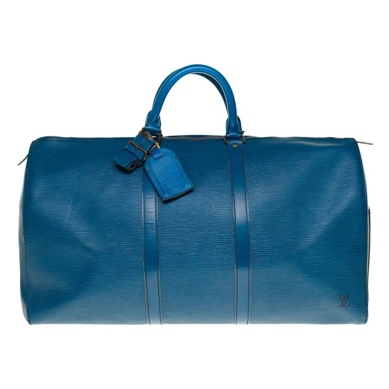Louis Vuitton Keepall 50 Travel bag in Blue épi leather, GHW at 1stDibs