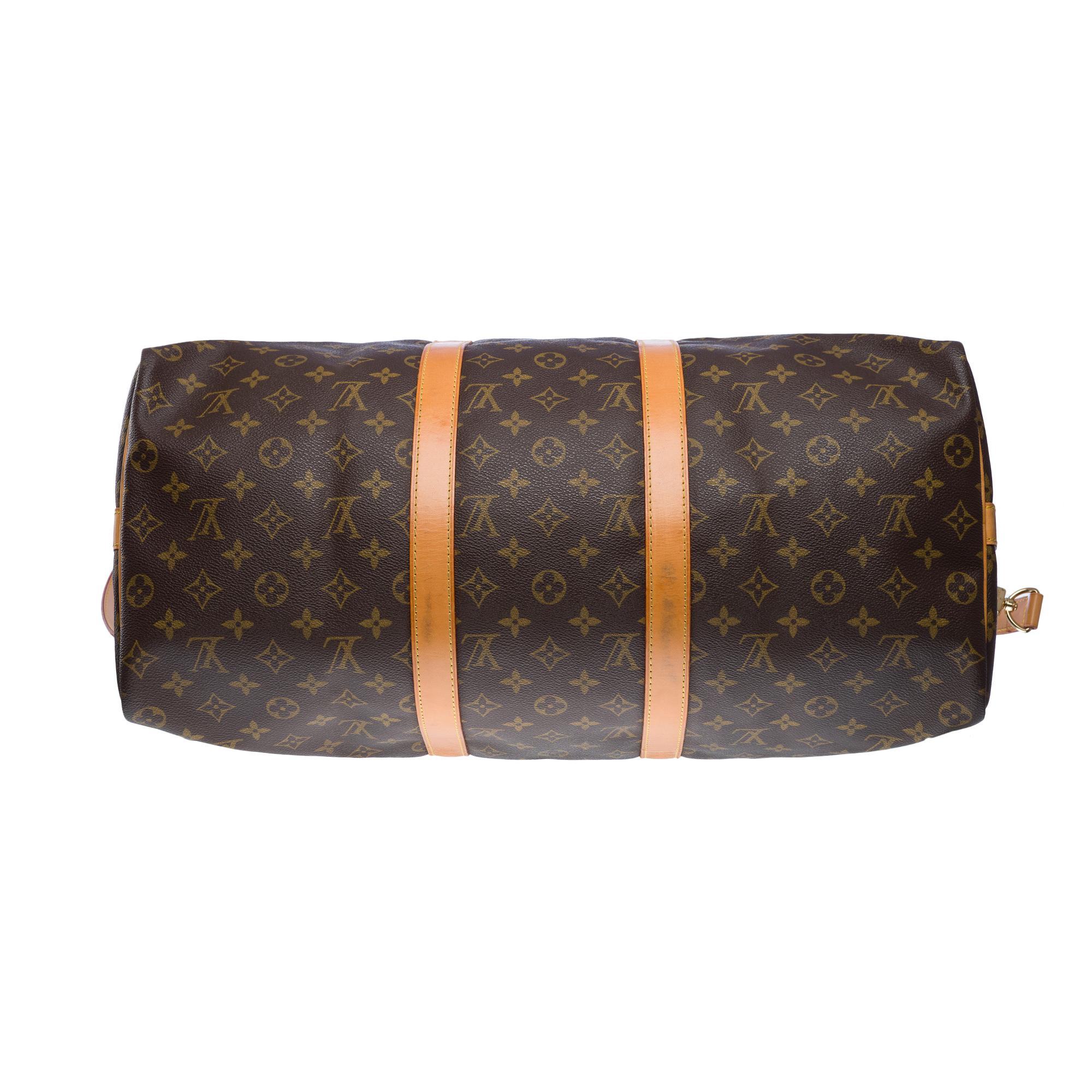 Louis Vuitton keepall 50 Travel bag in brown canvas and natural leather, GHW For Sale 5