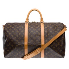 Louis Vuitton keepall 50 Travel bag in brown canvas and natural leather, GHW