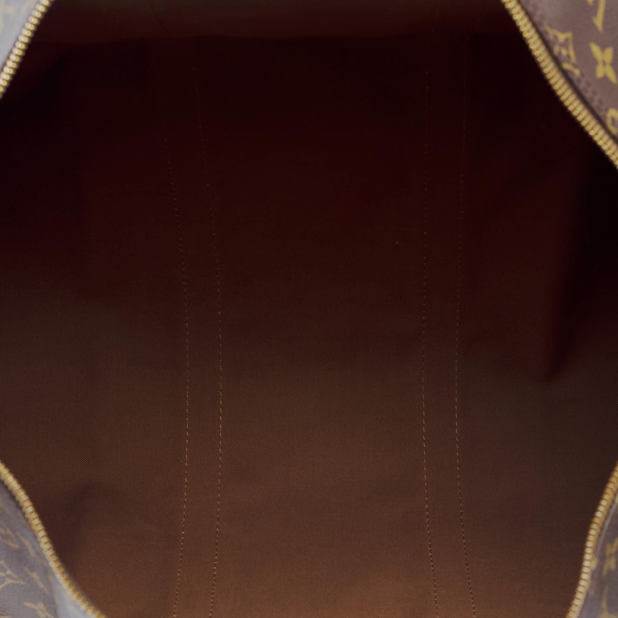 Louis Vuitton keepall 50 Travel bag in brown canvas and natural leather, GHW For Sale 3