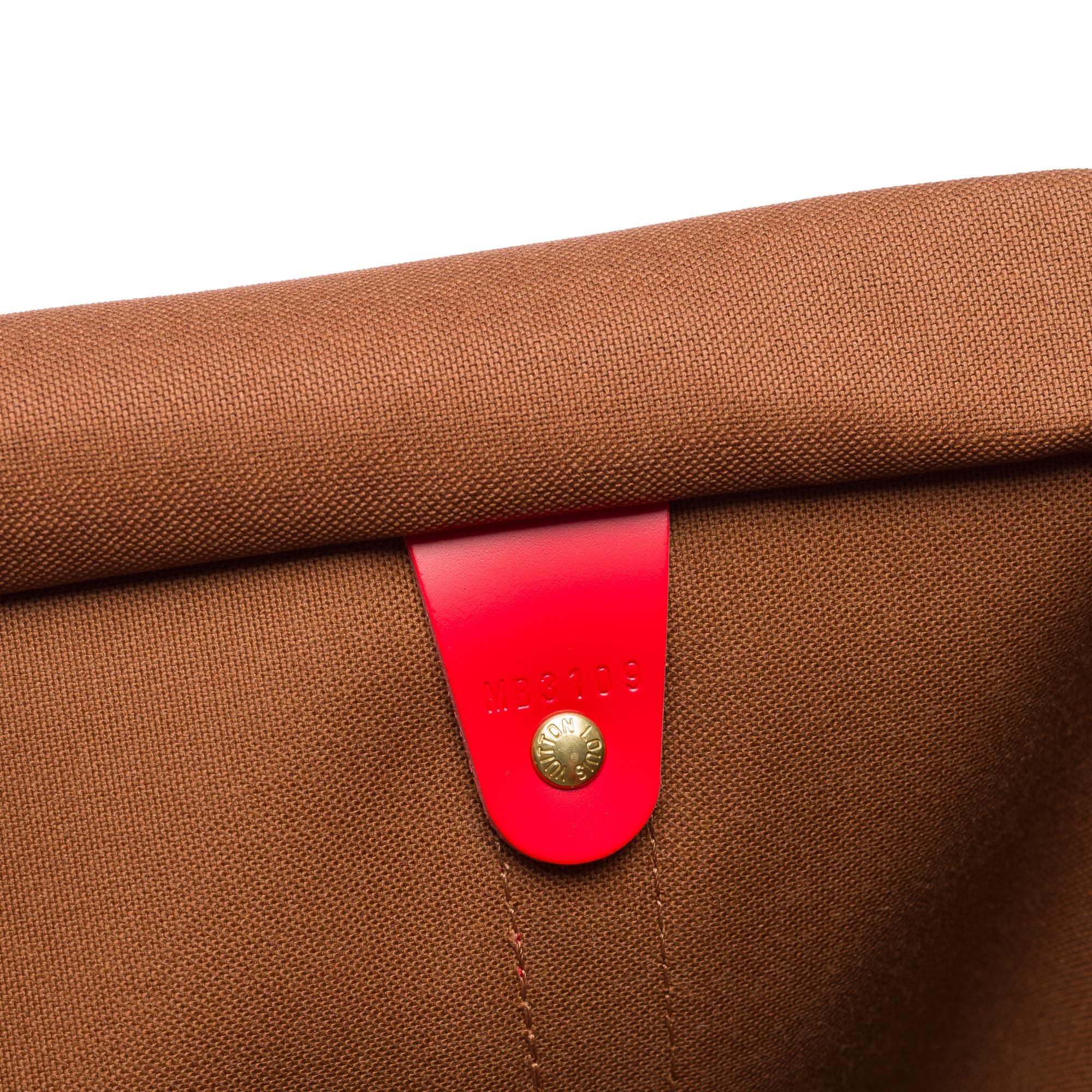 Louis Vuitton Keepall 50 Travel bag in brown canvas and red leather , GHW 2