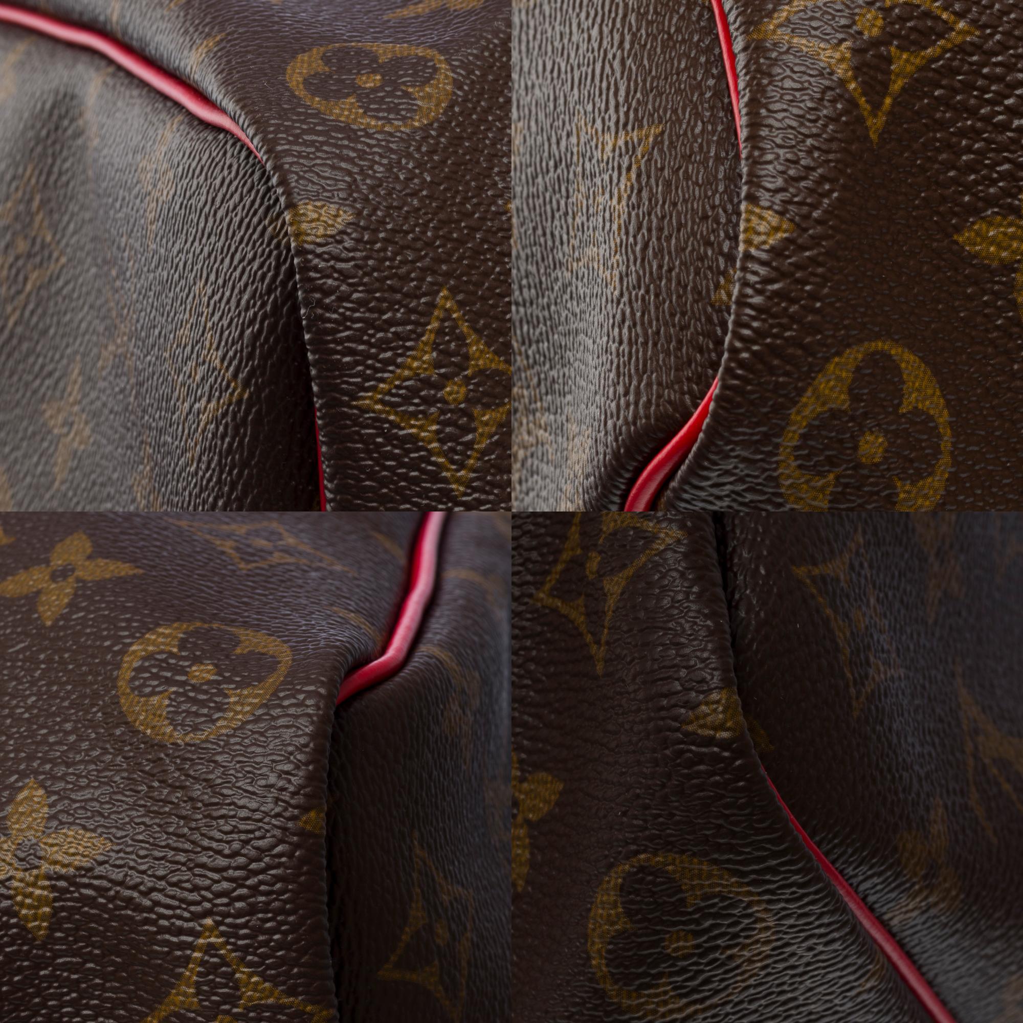 Louis Vuitton Keepall 50 Travel bag in brown canvas and red leather , GHW 5