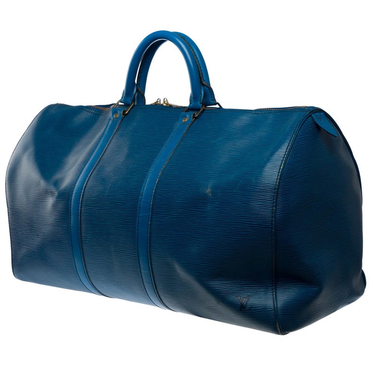 Very Chic Louis Vuitton Keepall 55 Travel bag in Bleu Cobalt epi leather  For Sale at 1stDibs