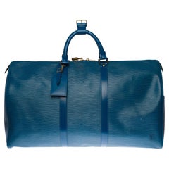 Louis Vuitton Keepall 50 Travel bag in cobalt blue épi leather