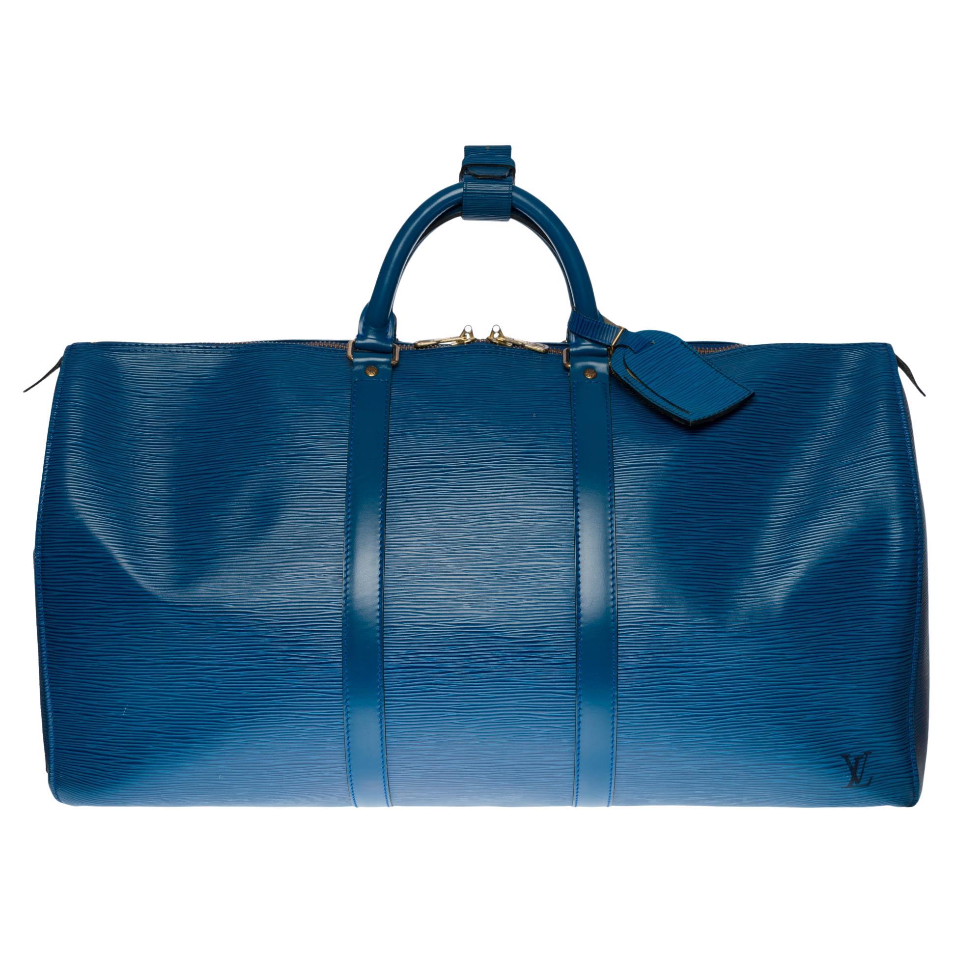 Louis Vuitton Keepall 50 Travel bag in cobalt blue épi leather at 1stDibs