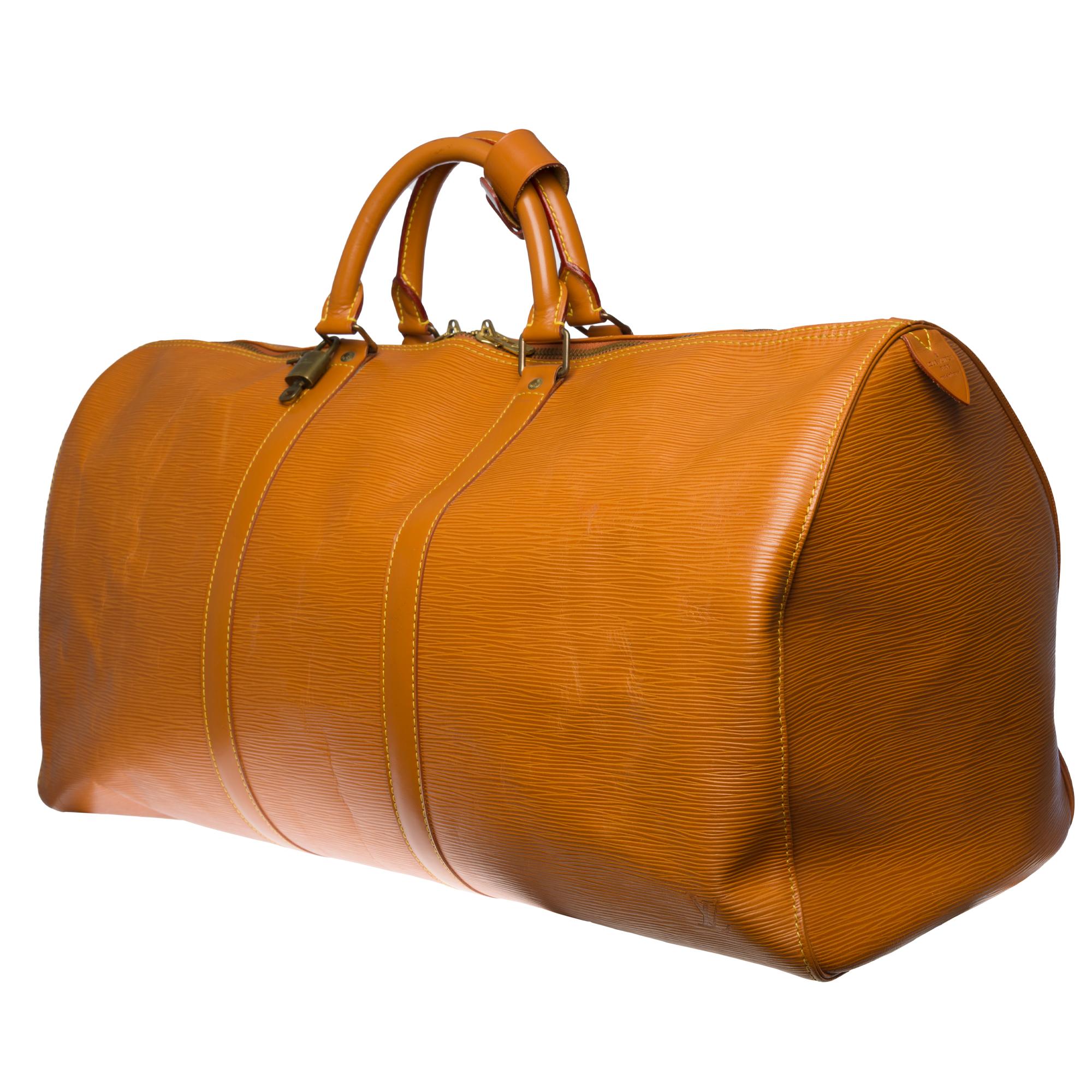 louis vuitton keepall 50 travel bag in cognac epi leather