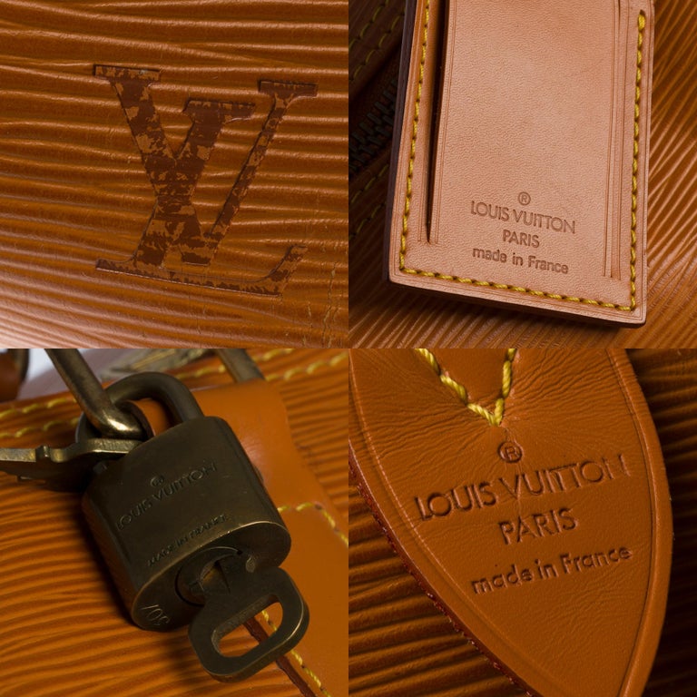 Women's or Men's Louis Vuitton Keepall 50 Travel bag in Cognac épi leather For Sale
