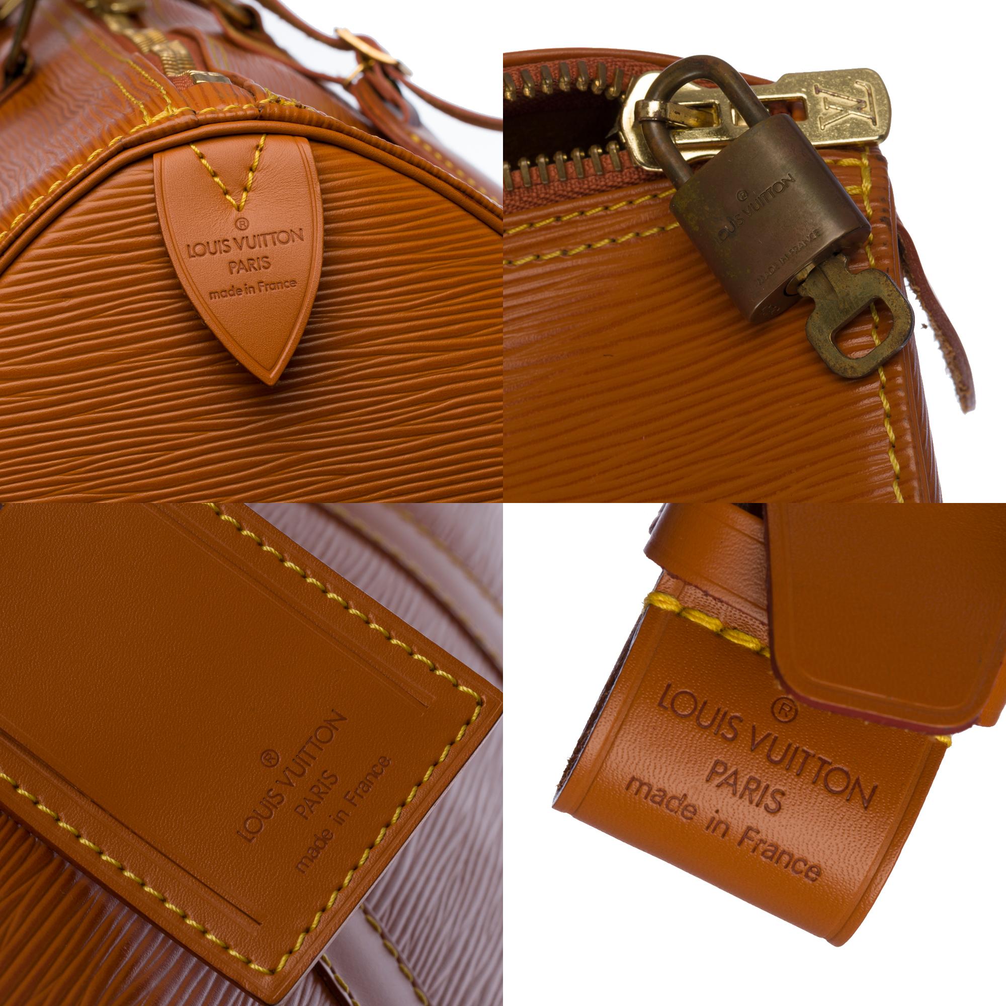 Brown Louis Vuitton Keepall 50 Travel bag in Cognac épi leather