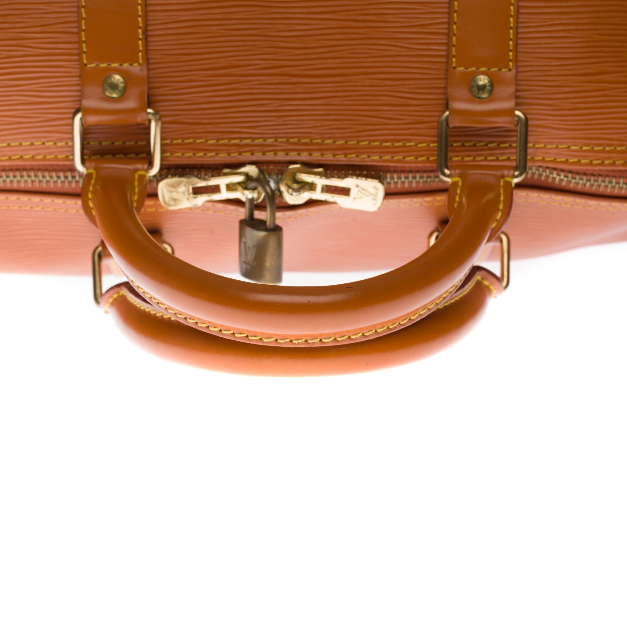 Women's or Men's Louis Vuitton Keepall 50 Travel bag in Cognac épi leather