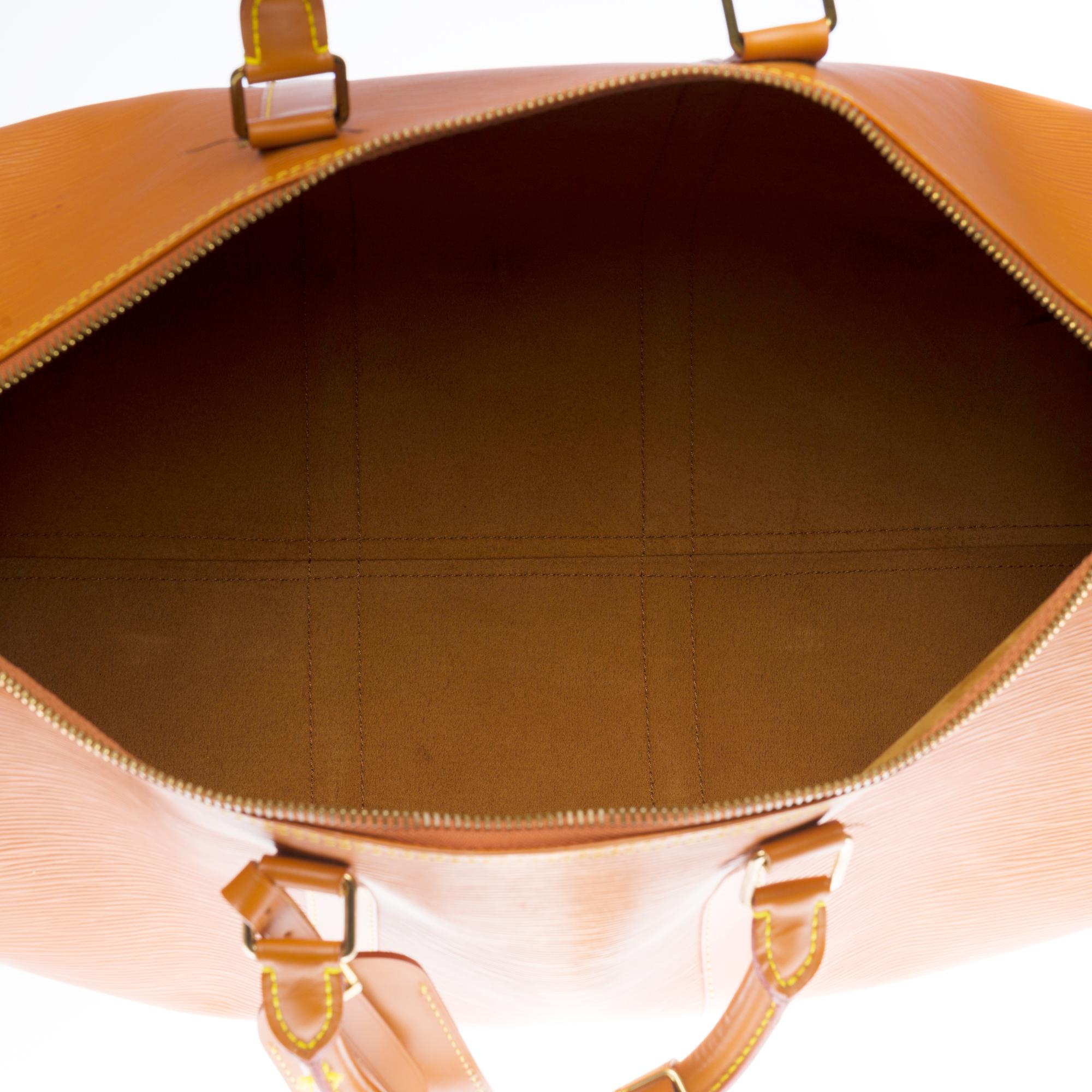 Women's or Men's Louis Vuitton Keepall 50 Travel bag in Cognac épi leather