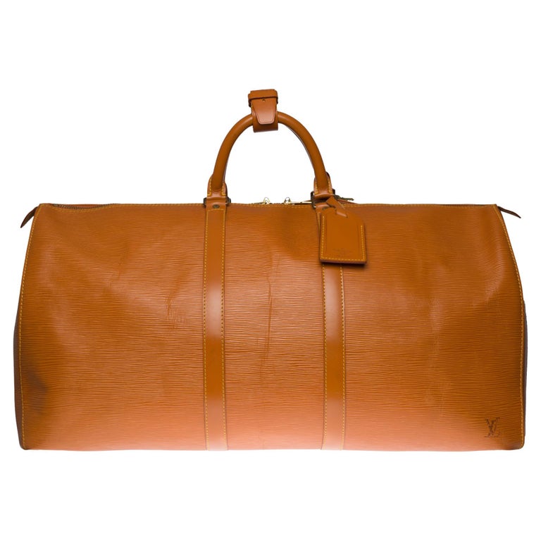 Louis Vuitton Keepall 50 Travel bag in Cognac épi leather For Sale