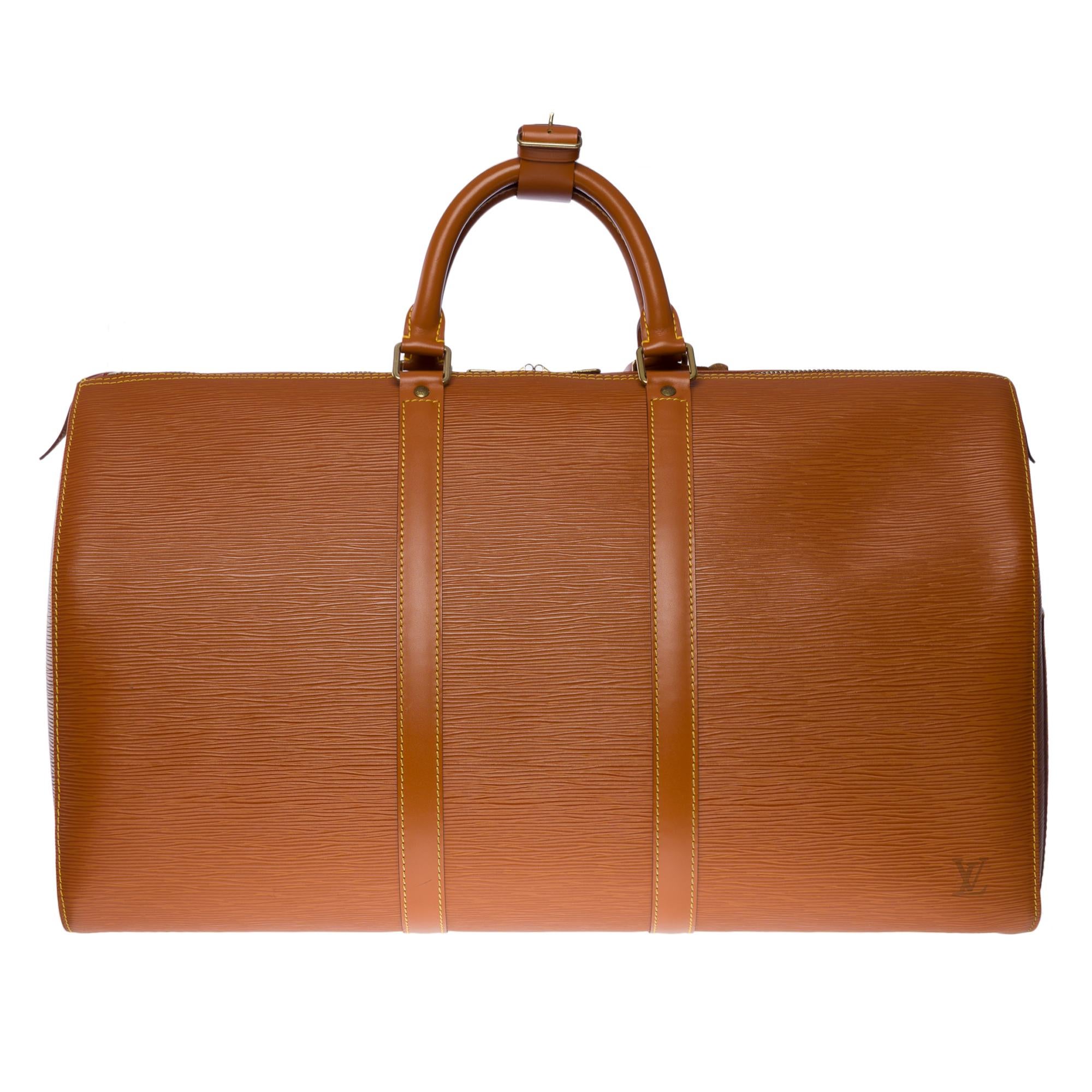 Louis Vuitton Keepall 50 Travel bag in Cognac epi leather, GHW In Good Condition In Paris, IDF