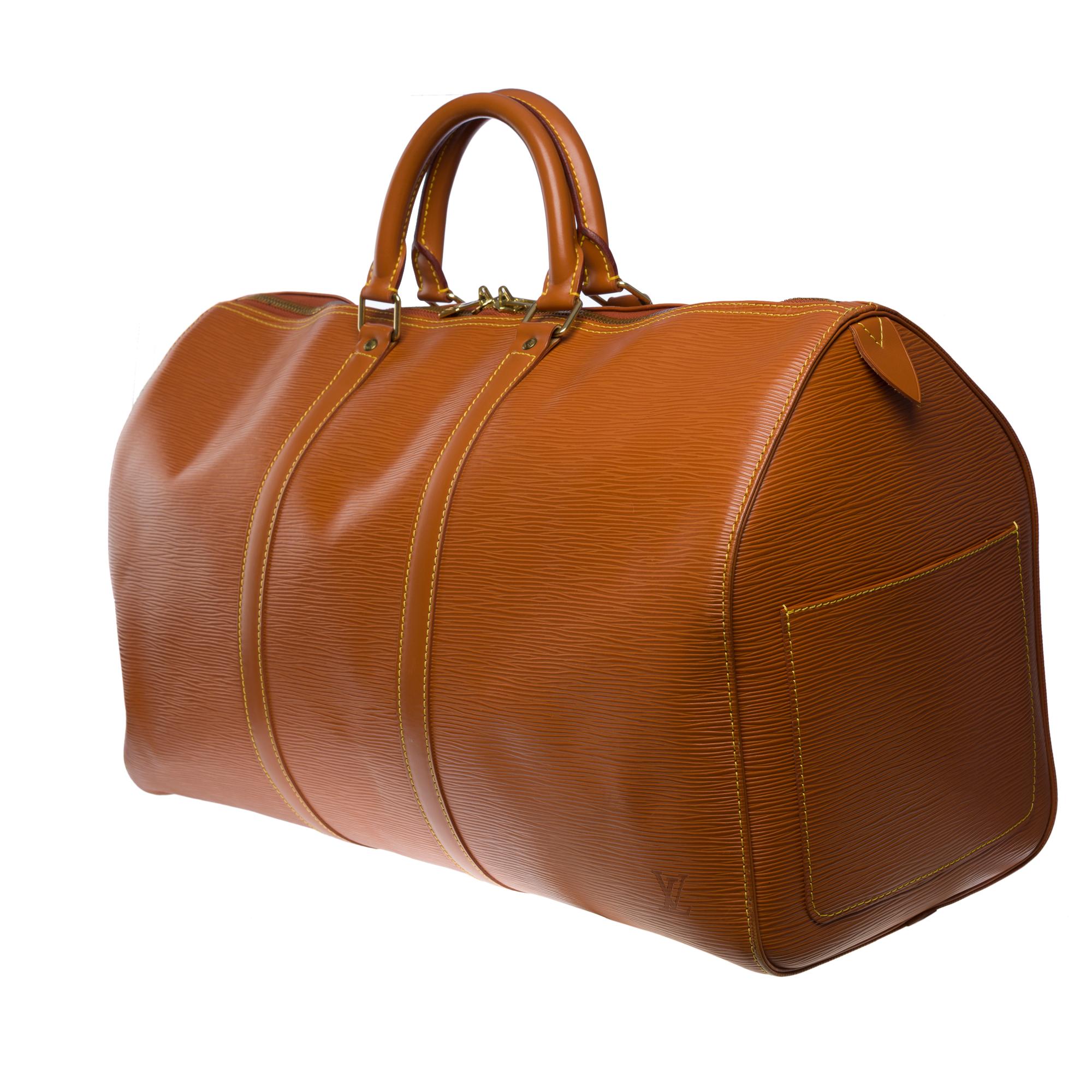 Louis Vuitton Keepall 50 Travel bag in Cognac epi leather, GHW In Good Condition In Paris, IDF