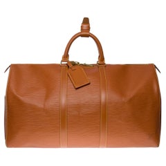 Used Louis Vuitton Keepall 50 Travel bag in Cognac epi leather, GHW