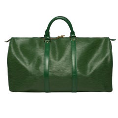 Louis Vuitton Keepall 50 Travel bag in green épi leather
