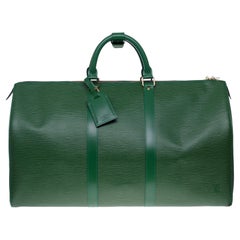 Louis Vuitton Keepall 50 Travel bag in green épi leather