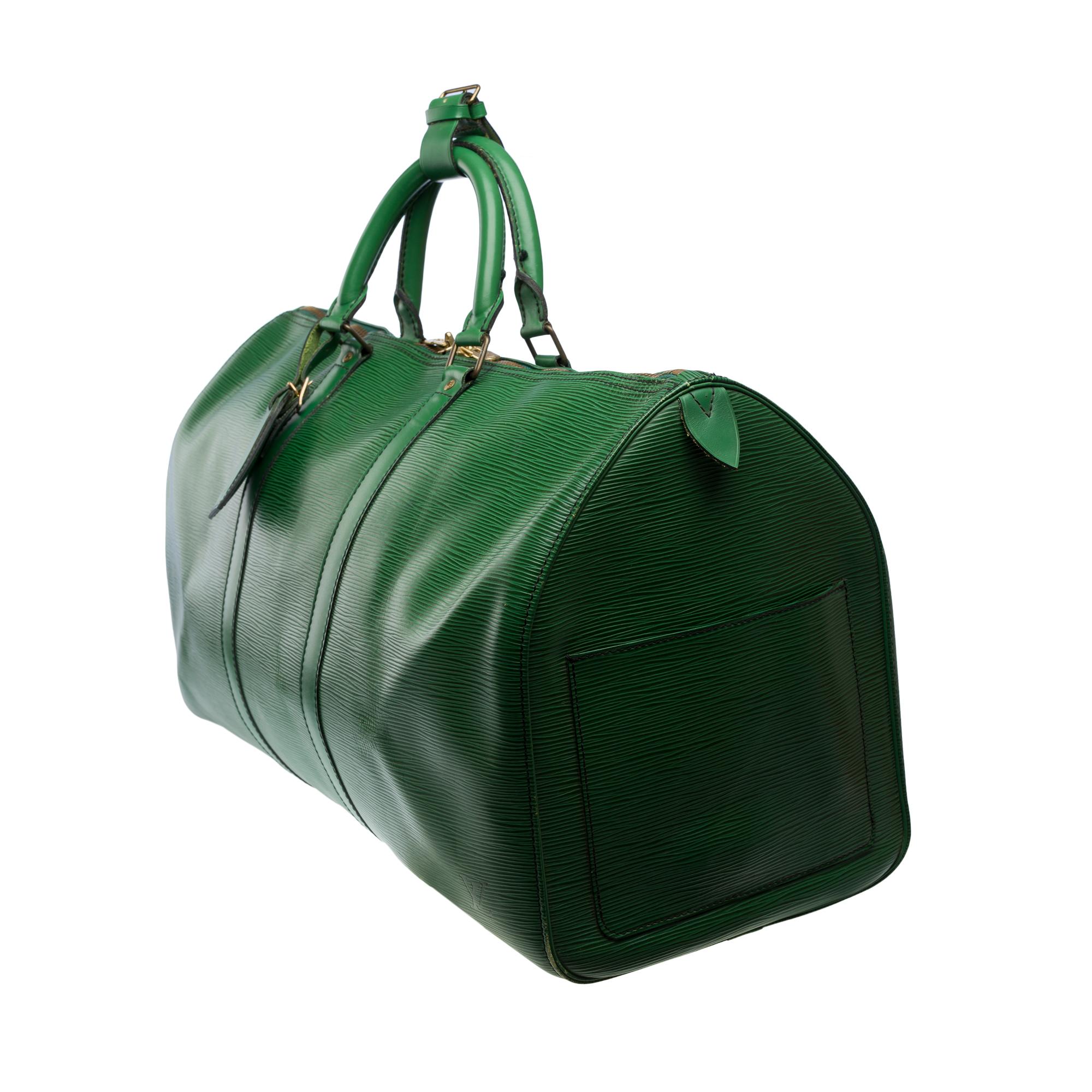 Louis Vuitton Keepall 50 Reisetasche aus grünem épi-Leder, GHW für Damen oder Herren im Angebot
