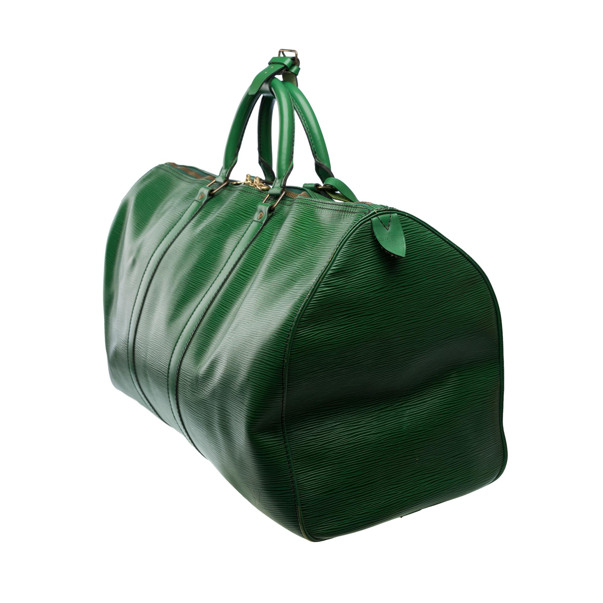 Louis Vuitton Keepall 50 Reisetasche aus grünem épi-Leder, GHW im Angebot 1