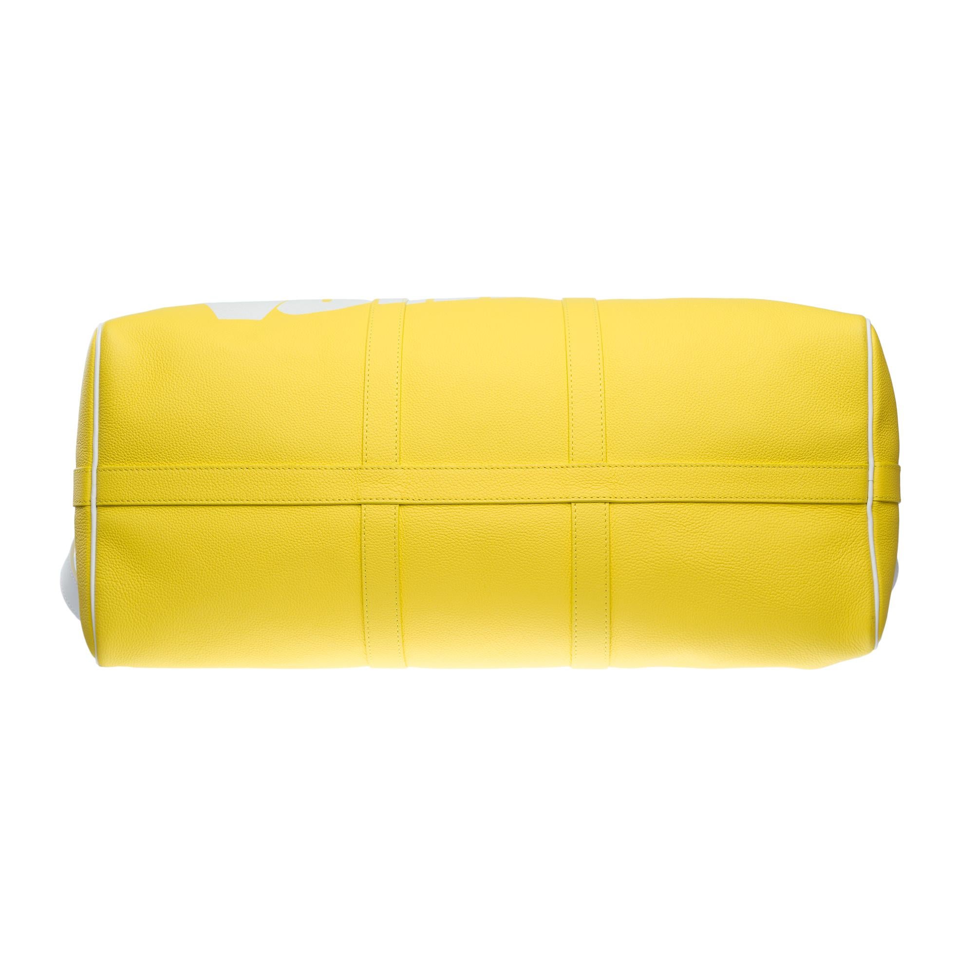 Louis Vuitton Keepall 50 Travel bag strap in yellow grained leather, PHW For Sale 5