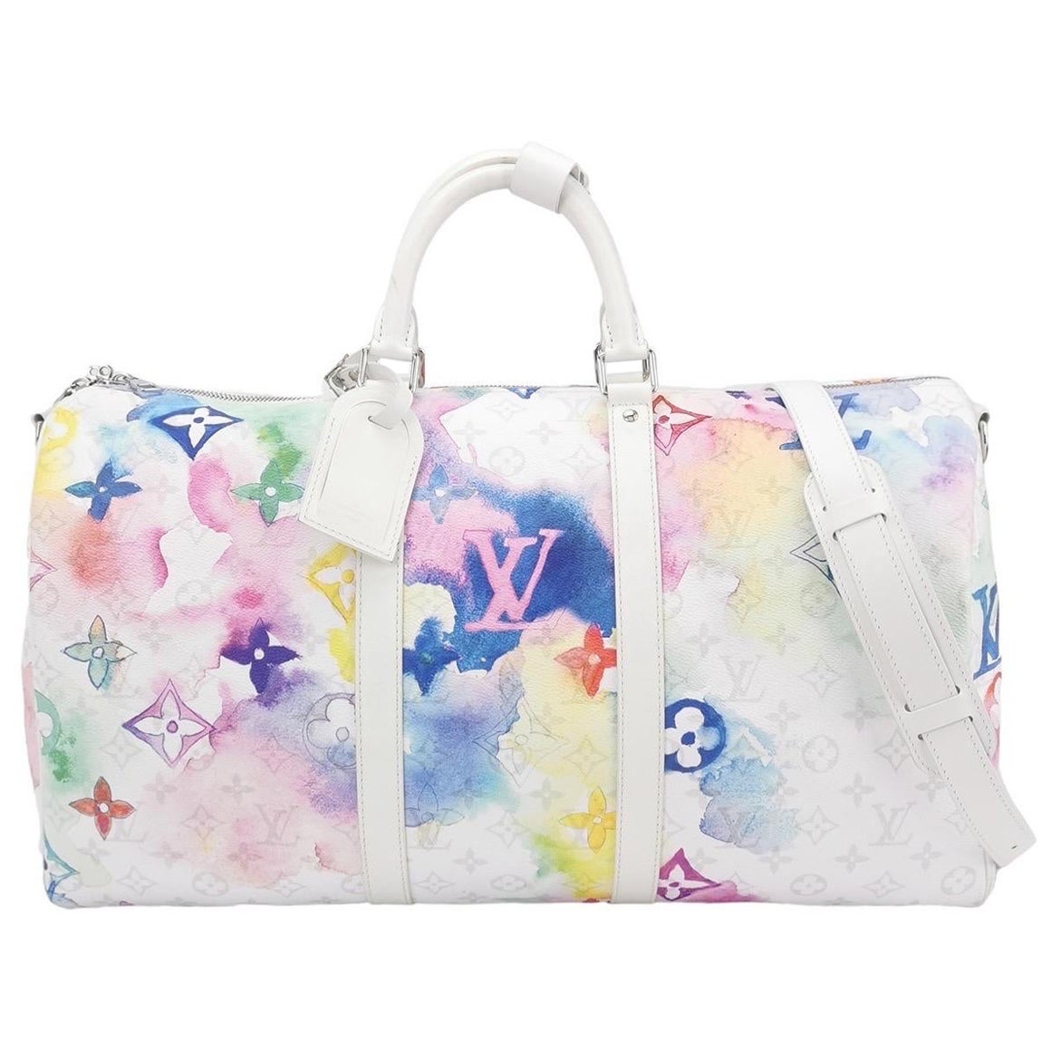 Louis Vuitton Keepall 50 White Watercolor Travel Bag