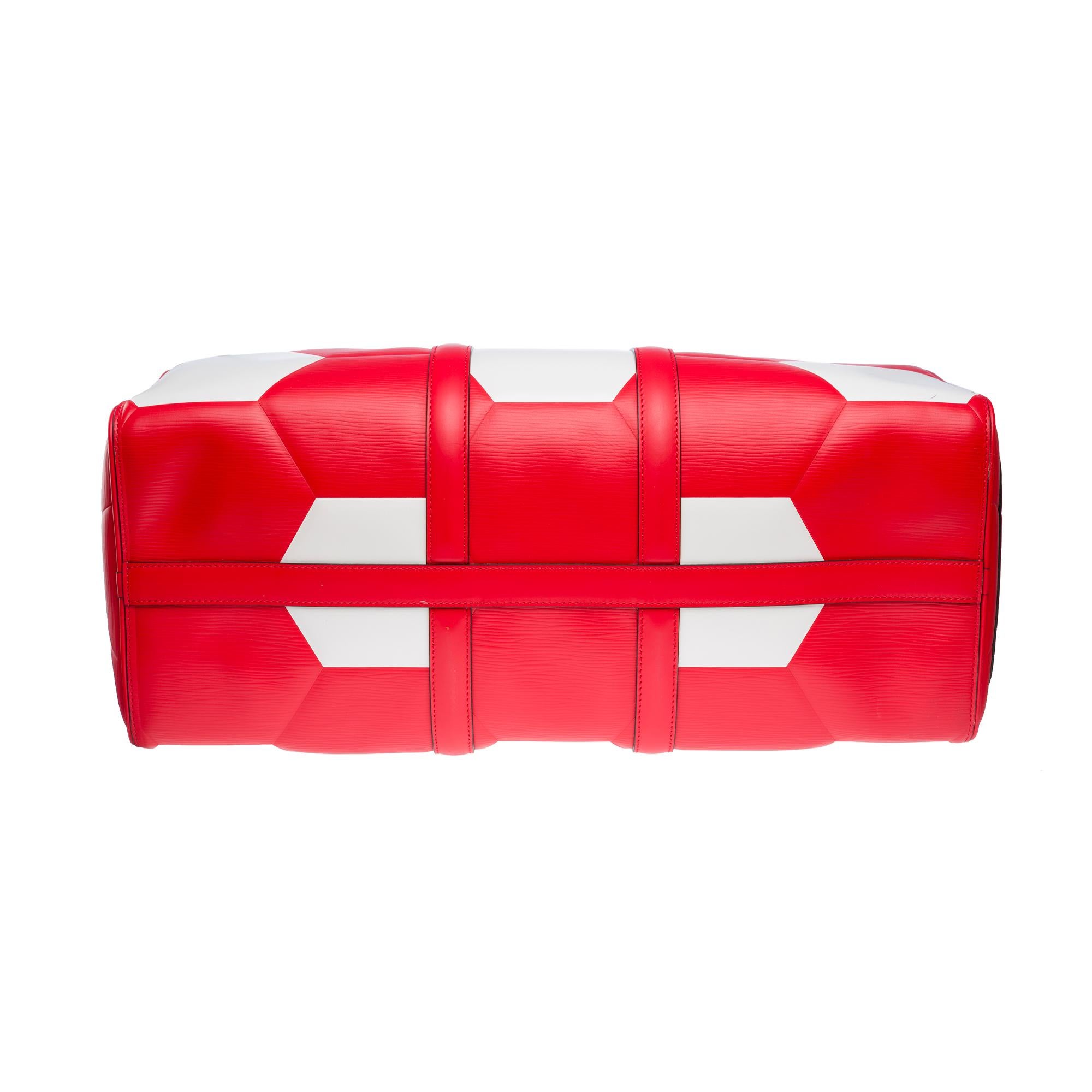 Louis Vuitton Keepall 50 x FIFA 2018 Travel bag strap in red epi leather, PHW For Sale 5
