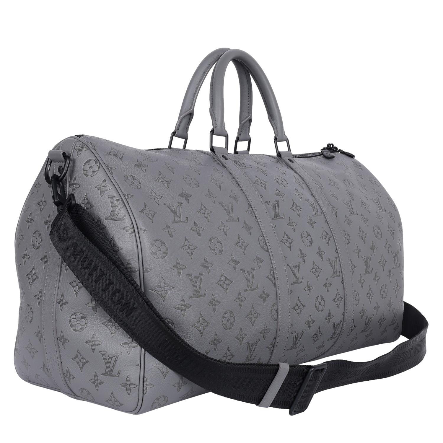 LOUIS VUITTON Keepall 50B Bandouliere Grey In Good Condition For Sale In Salt Lake Cty, UT