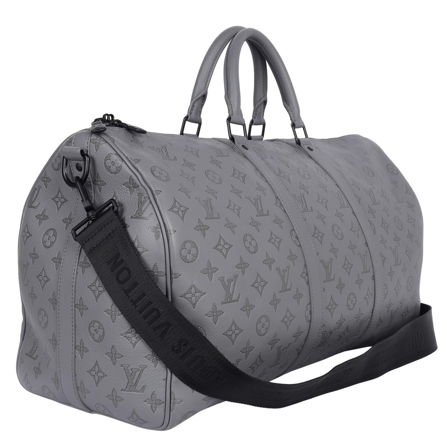 LOUIS VUITTON Keepall 50B Bandouliere Grey For Sale 2