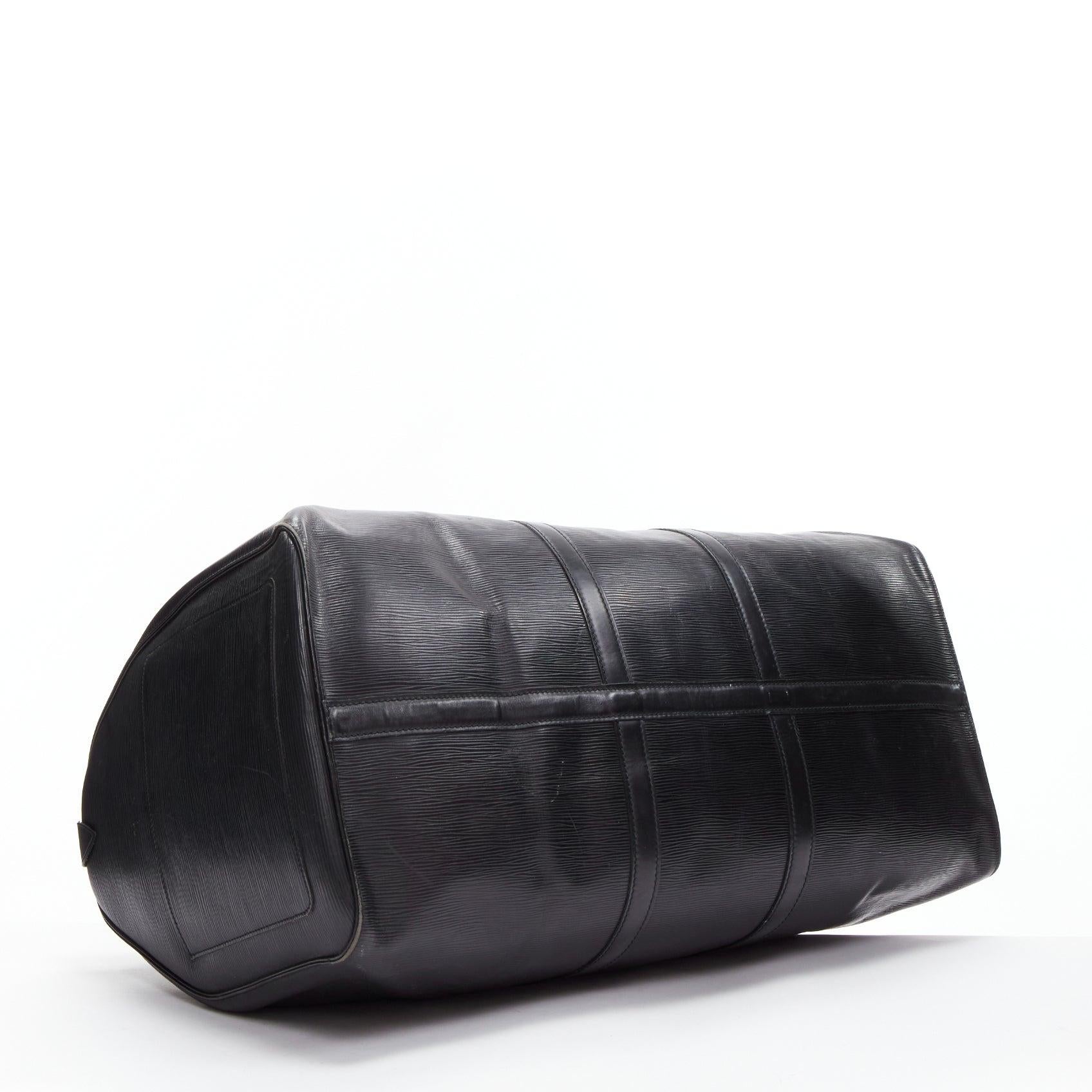 LOUIS VUITTON Keepall 55 black epi leather LV logo GHW travel bag For Sale 1