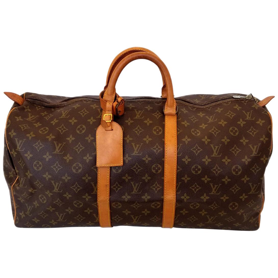 Louis Vuitton Keepall 55 Brown Monogram Duffle Handbag