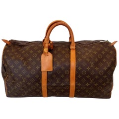 Louis Vuitton Keepall 55 Brown Monogram Duffle Handbag