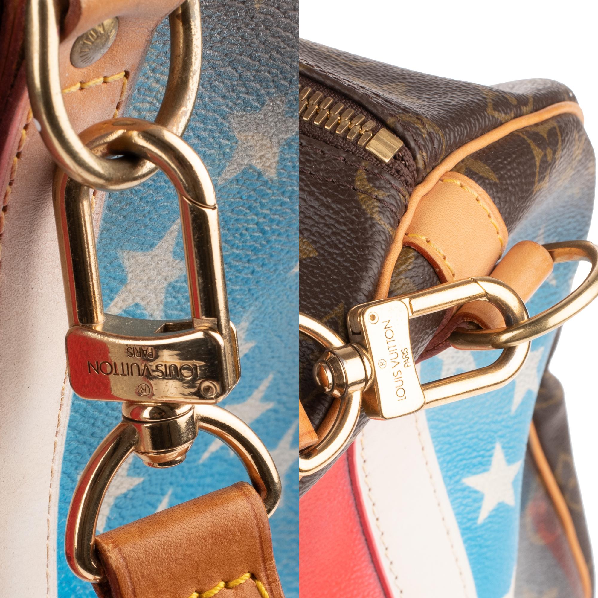 Louis Vuitton Keepall 55 Reisetasche mit Riemen, maßgefertigt „Captain America“ von Patbo! 6