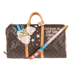 Louis Vuitton Keepall 55 strap travel bag customized "Captain America" by Patbo!