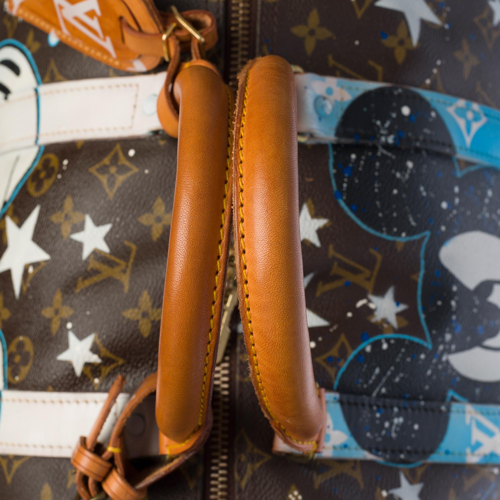 Louis Vuitton Keepall 55 strap Travel bag customized 