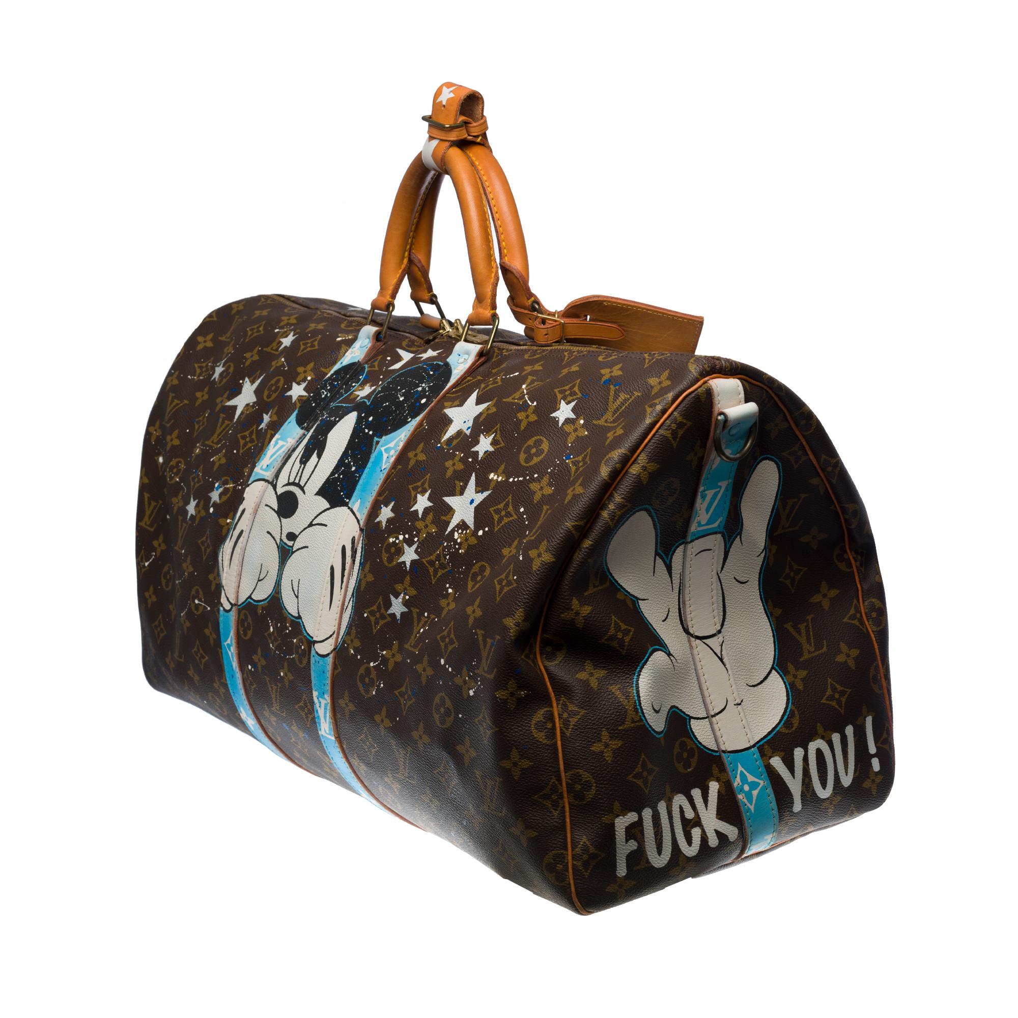 Louis Vuitton Keepall 55 strap Travel bag customized 
